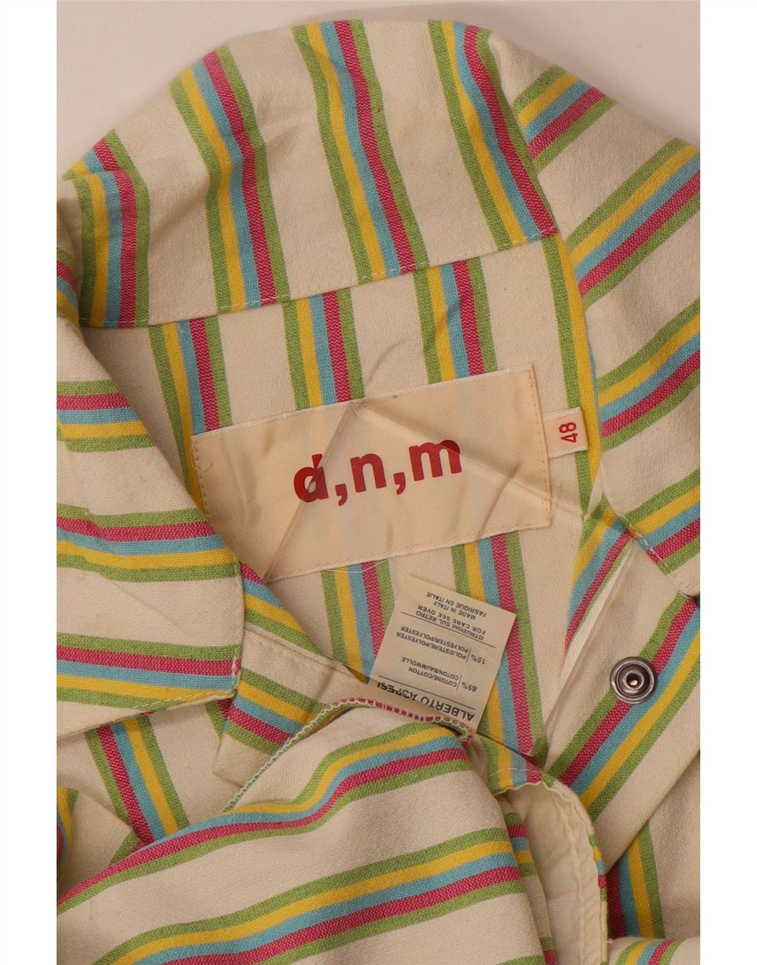 Camicetta Camicia Vintage da Donna IT 48 XL Cotone a Righe Multicolori