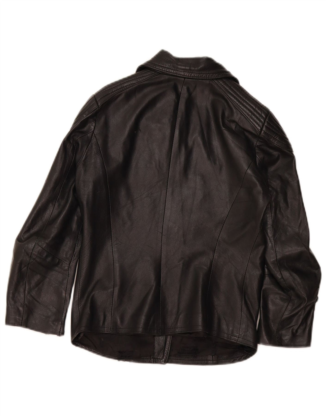 Giacca da motociclista in pelle vintage da donna UK 4 XS nera