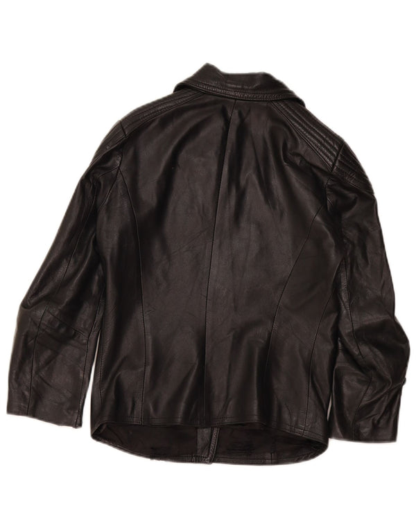 Giacca da motociclista in pelle vintage da donna UK 4 XS nera