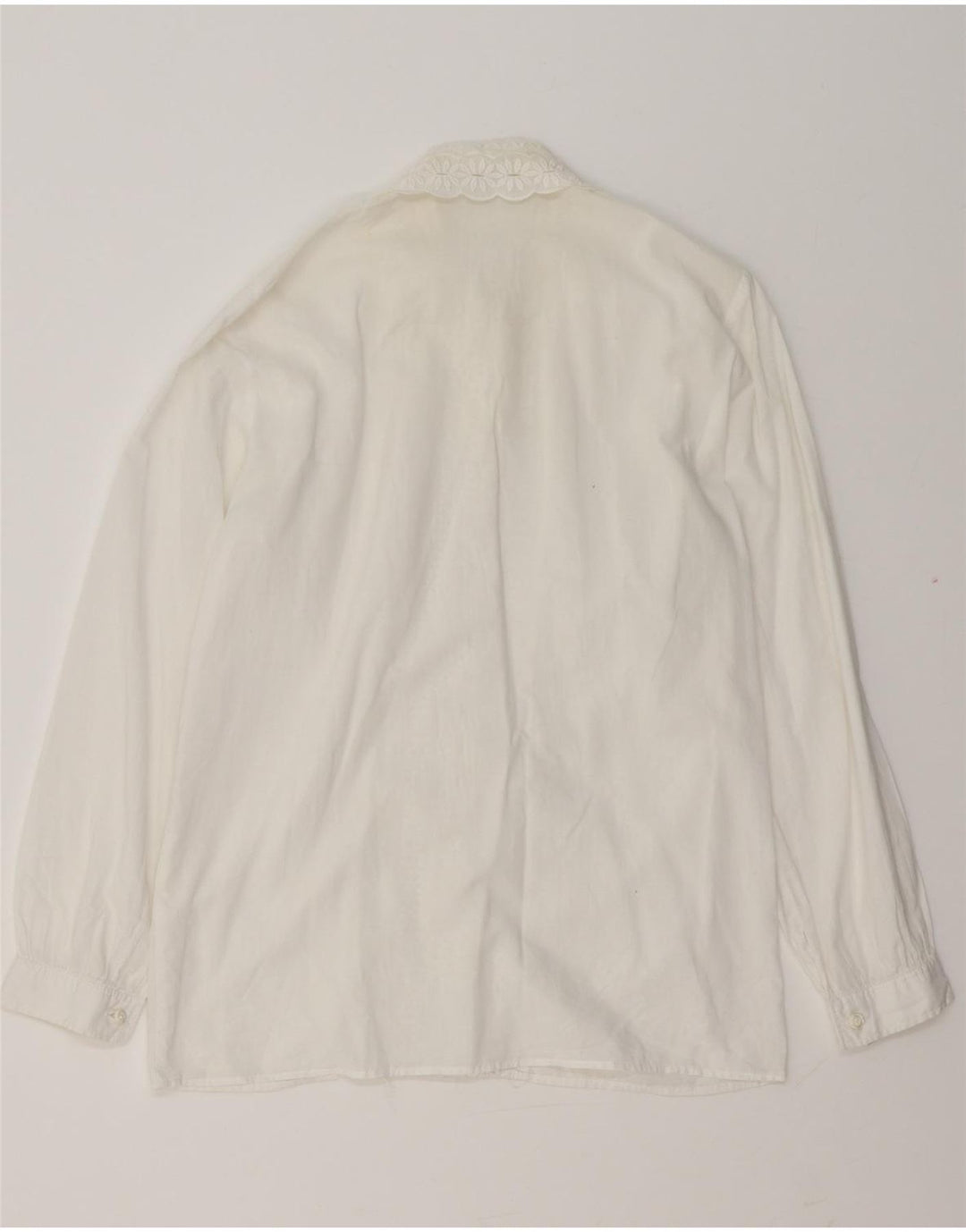 Camicetta da donna con volant sul davanti VINTAGE UK 14 floreale bianco medio