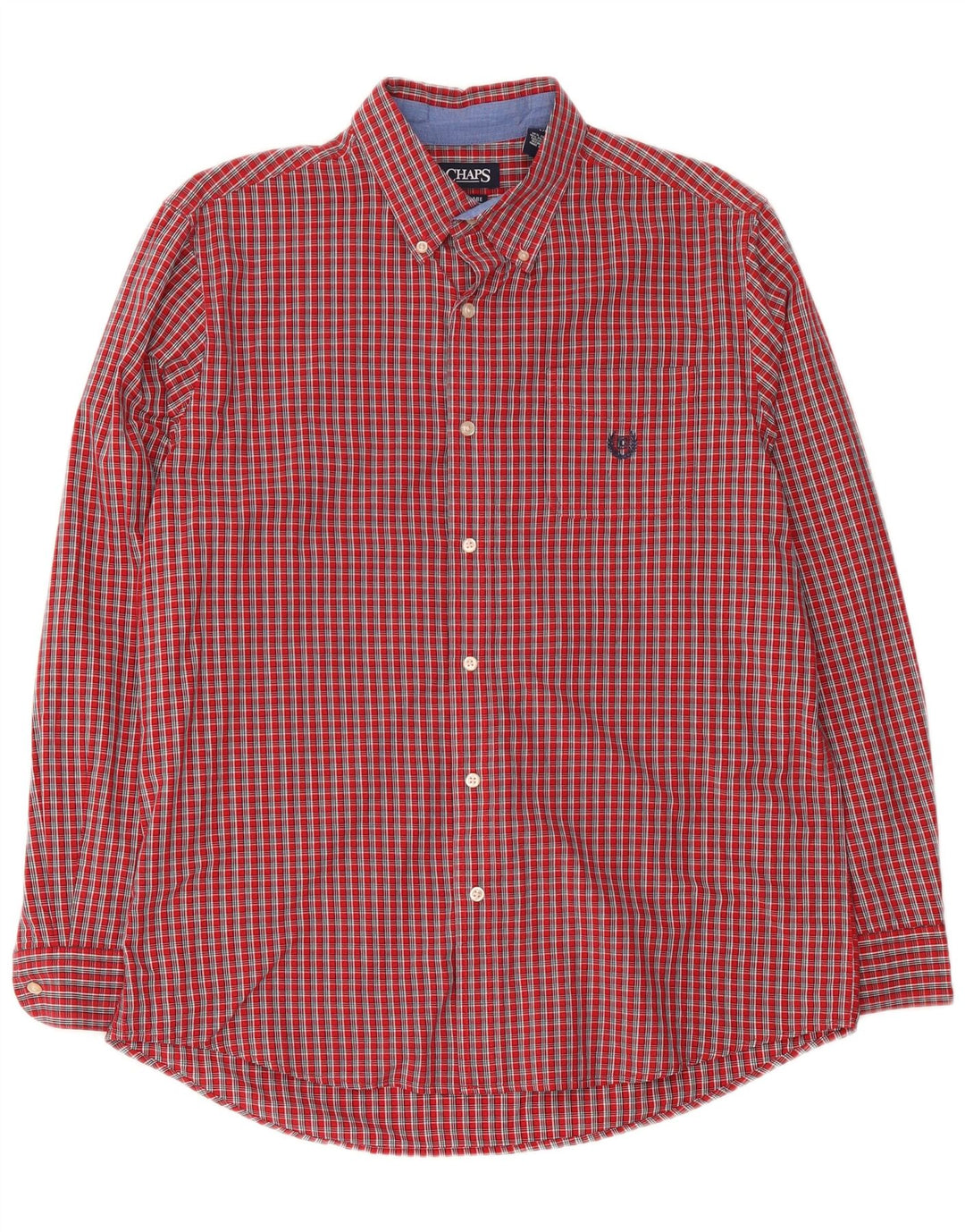 Chaps Camicia da uomo Easy Care, cotone a quadri rossi grandi