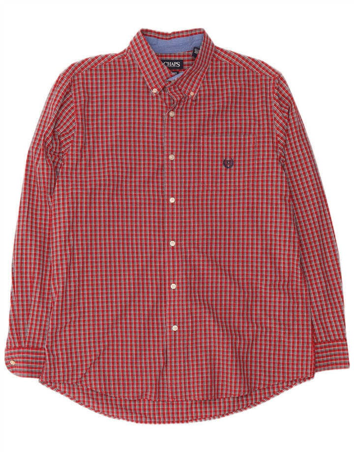 Chaps Camicia da uomo Easy Care, cotone a quadri rossi grandi
