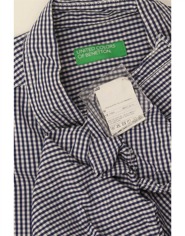 Camicia Benetton Uomo Cotone Vichy Blu Medio