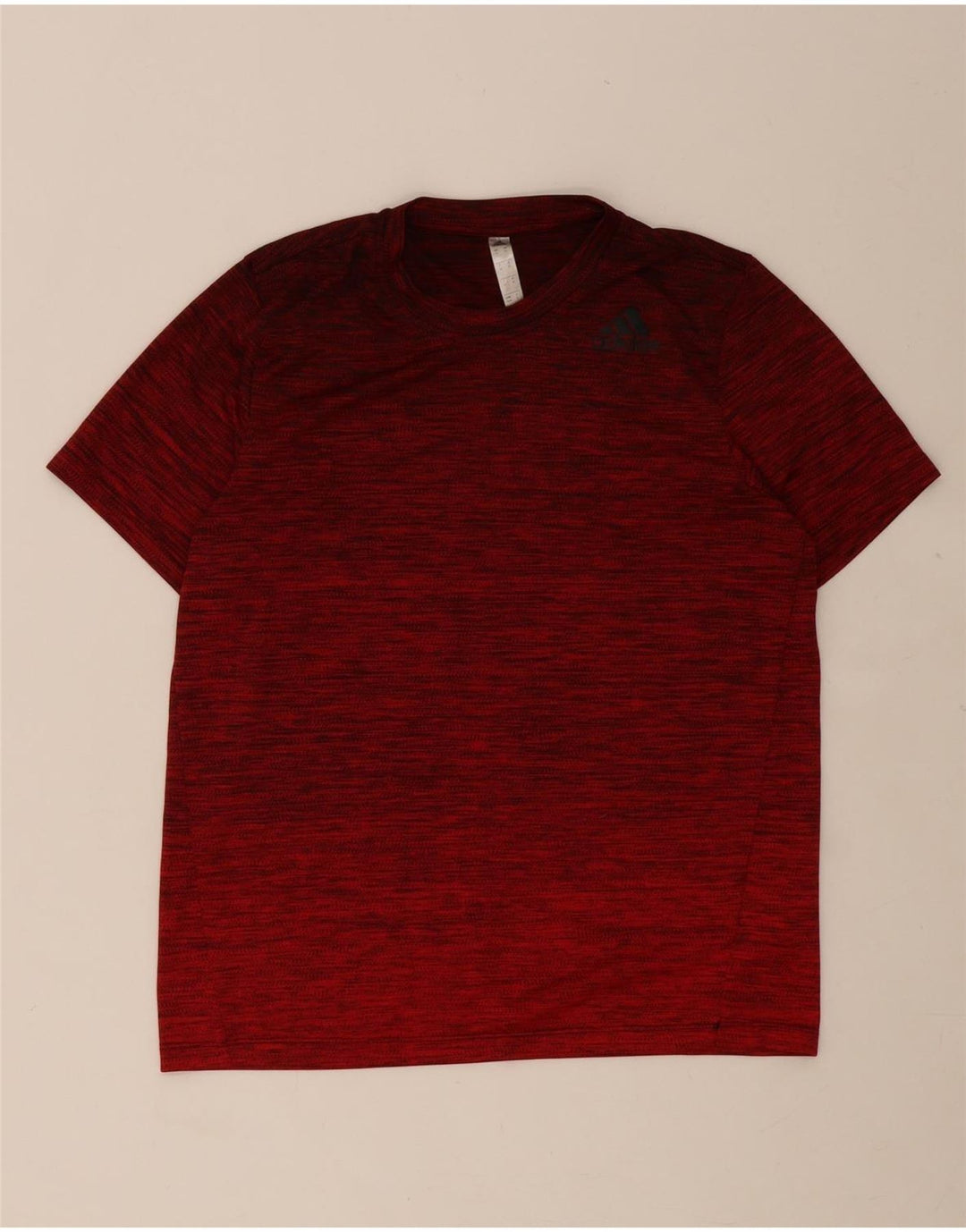 ADIDAS Mens T-Shirt Top Medium Red Flecked Polyester Vintage Adidas and Second-Hand Adidas from Messina Hembry 