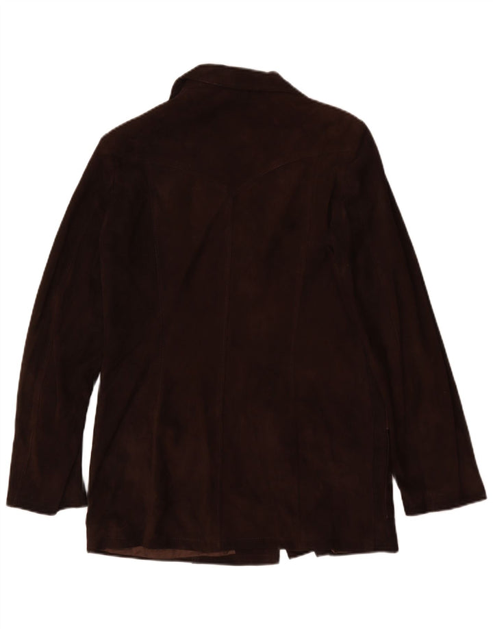 Giacca Blazer da Donna in Pelle Scamosciata a 3 Bottoni Pascucci IT 44 in Pelle Marrone Medio