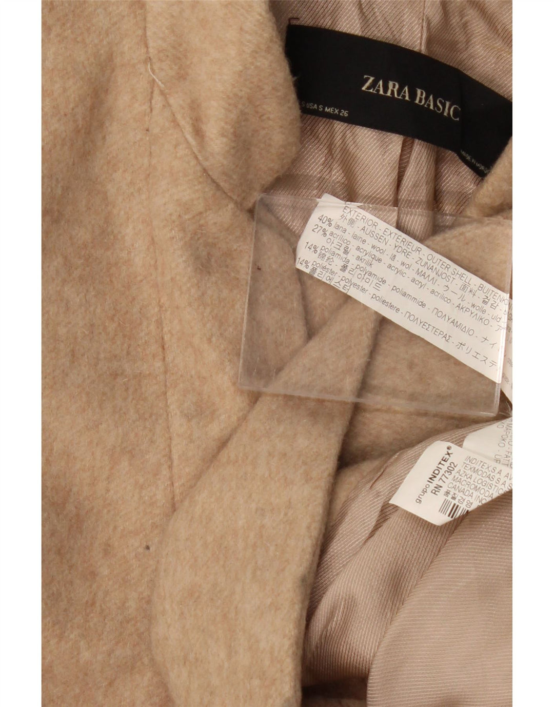 Cappotto Zara Donna UK 10 Small Beige Lana