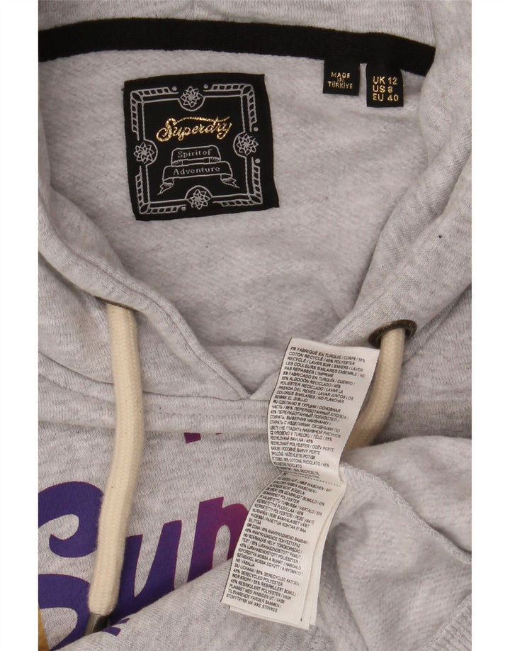 Maglione con cappuccio grafico da donna SUPERDRY UK 12 Cotone grigio medio