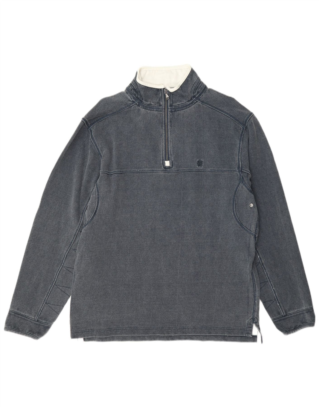 Crew Clothing Felpa con collo con zip da uomo Maglione in cotone grigio medio