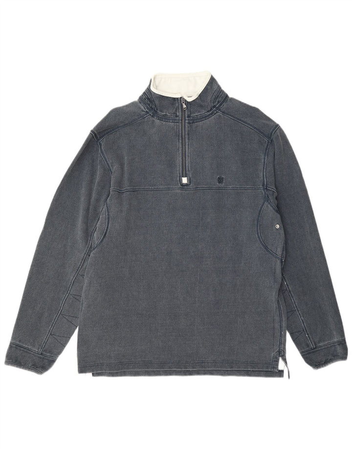 Crew Clothing Felpa con collo con zip da uomo Maglione in cotone grigio medio