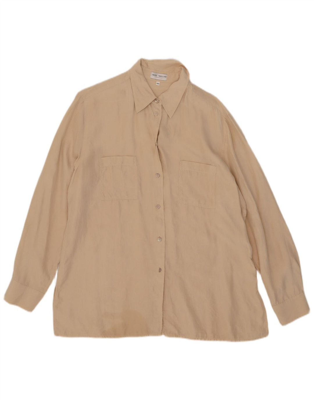 Camicetta Camicia Vintage da Donna IT 48 XL Beige Seta