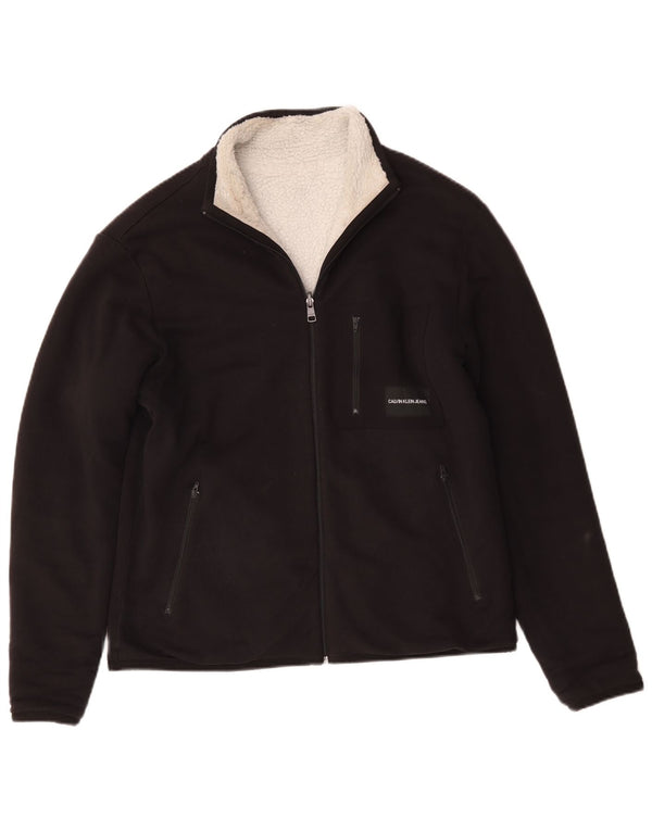 Giacca Sherpa da uomo Calvin Klein Jeans UK 38 cotone nero medio