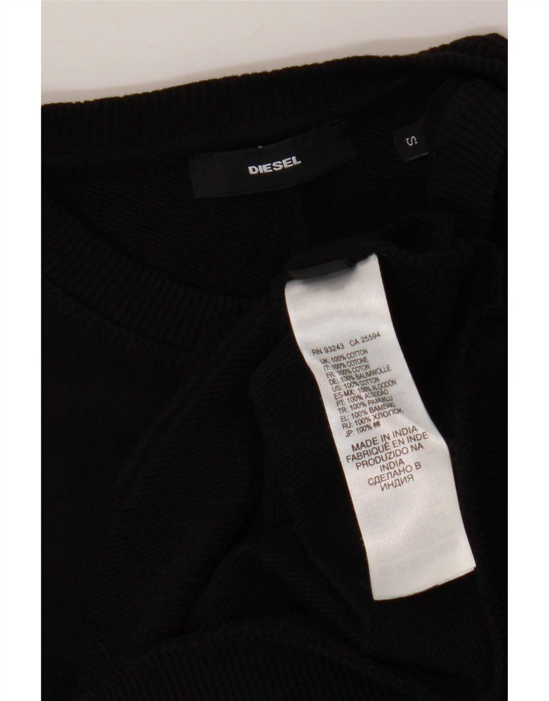 DIESEL Felpa con grafica da donna Maglione UK 10 Piccolo cotone nero