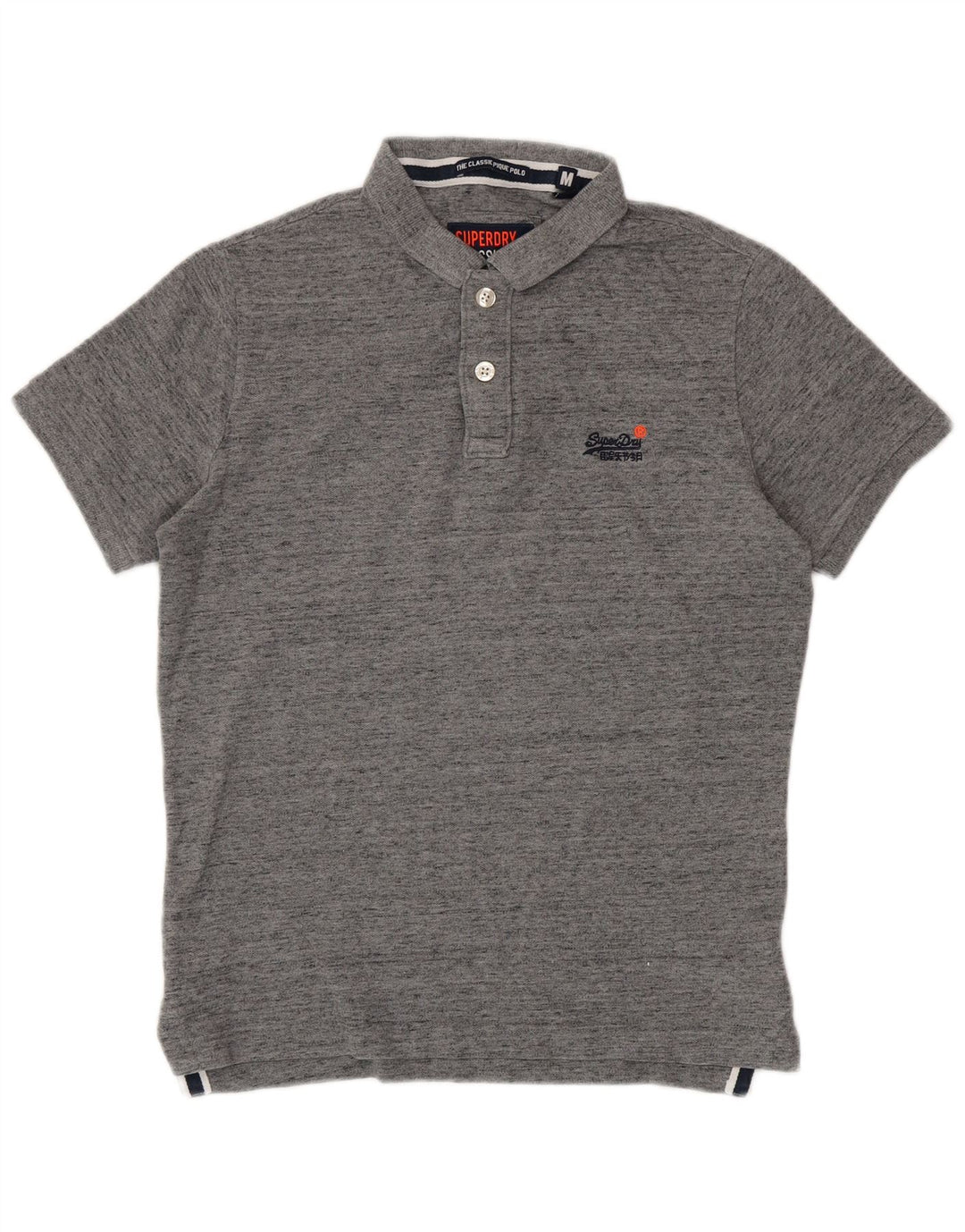 Polo da uomo Superdry in cotone mélange grigio medio