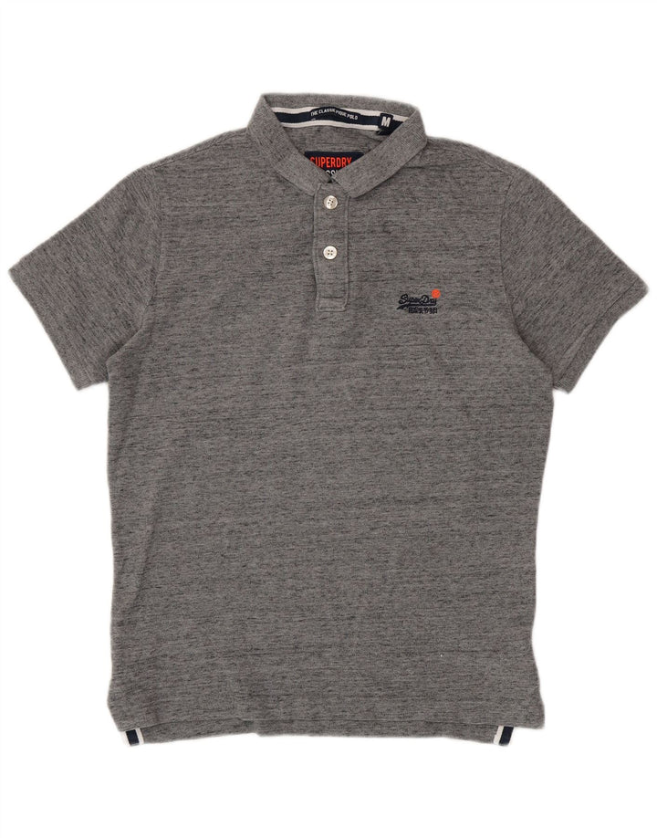 Polo da uomo Superdry in cotone mélange grigio medio