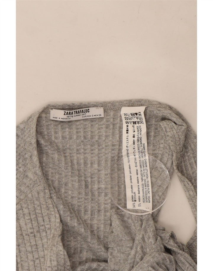 Tuta in maglia senza maniche da donna Zara UK 8 Small Poliestere a righe grigie