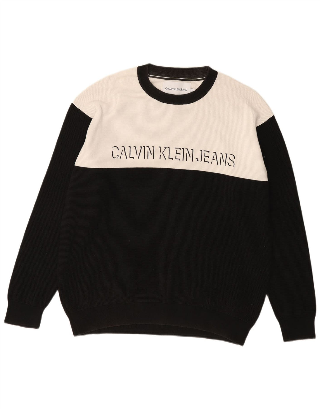 Calvin Klein Jeans Felpa grafica da uomo Maglione grande color block nero