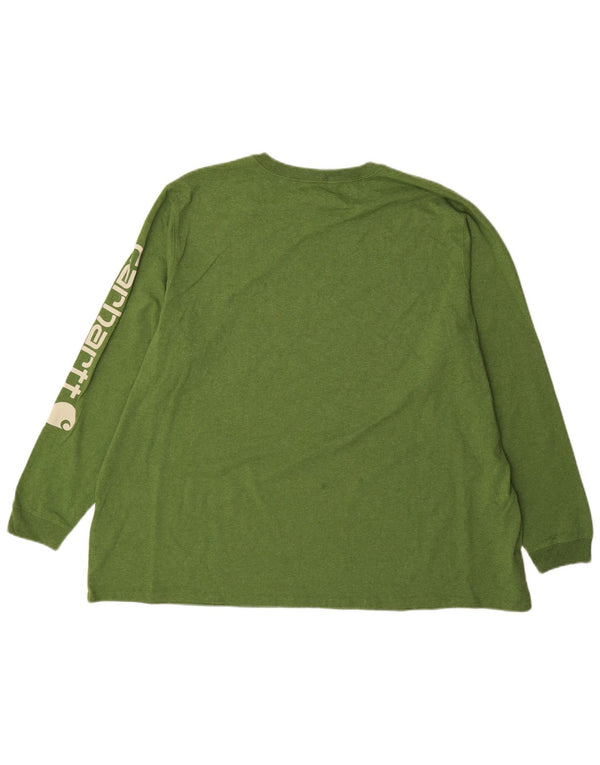 Top grafico da donna vestibilità ampia Carhartt manica lunga UK 24/26 3XL cotone verde