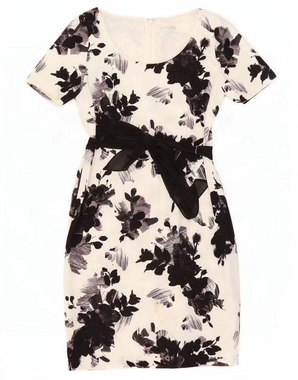 Abito tubino da donna Jacques Vert UK 14 Grande poliestere floreale bianco