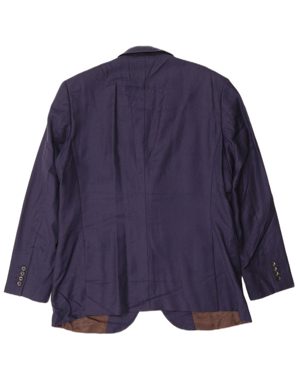 ERMENEGILDO ZEGNA Giacca blazer a 2 bottoni da uomo UK 44 2XL Lana blu navy