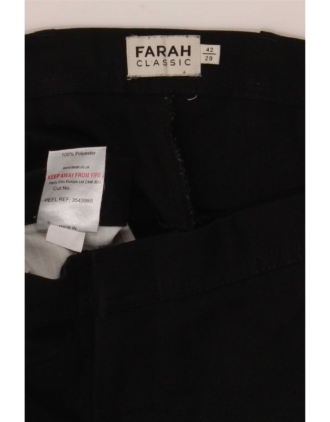 Pantaloni casual da uomo dal taglio classico Farah W42 L29 poliestere nero