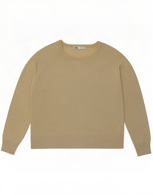 Maglione Zara da donna con scollo a barca UK 16 Grande viscosa screziata beige
