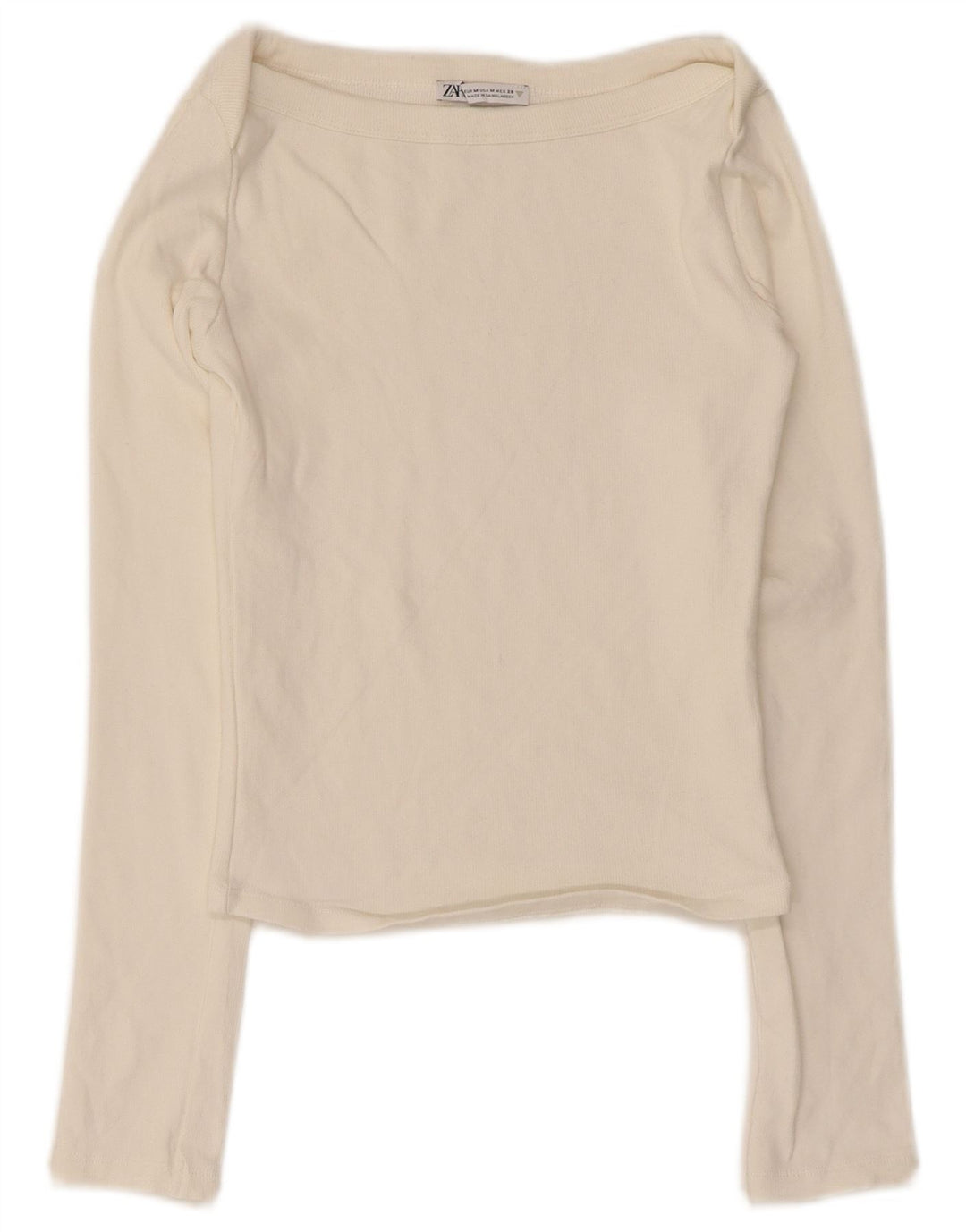 Top corto da donna Zara a maniche lunghe UK 12 medio bianco sporco