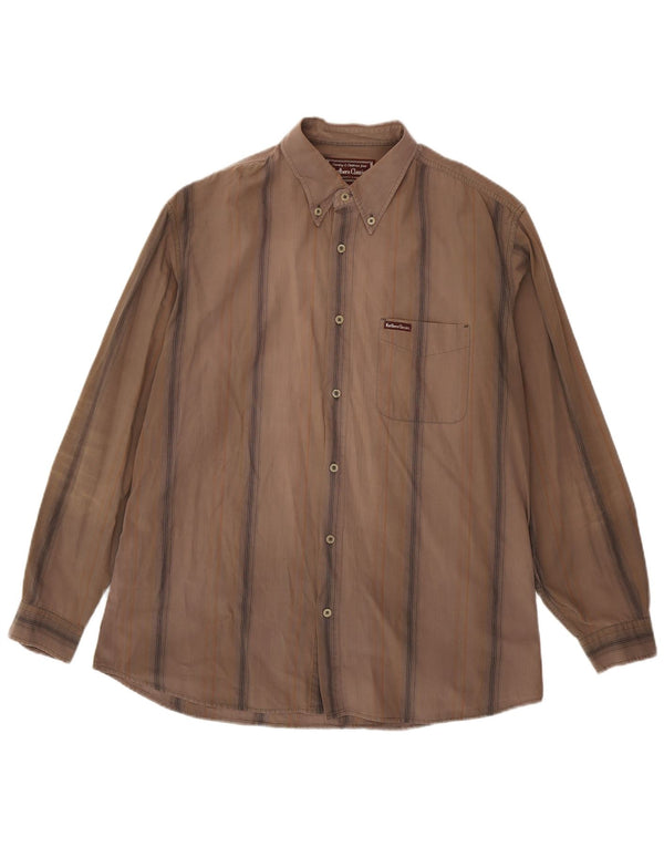 Camicia da uomo Marlboro Classics 2XL Cotone a righe marroni