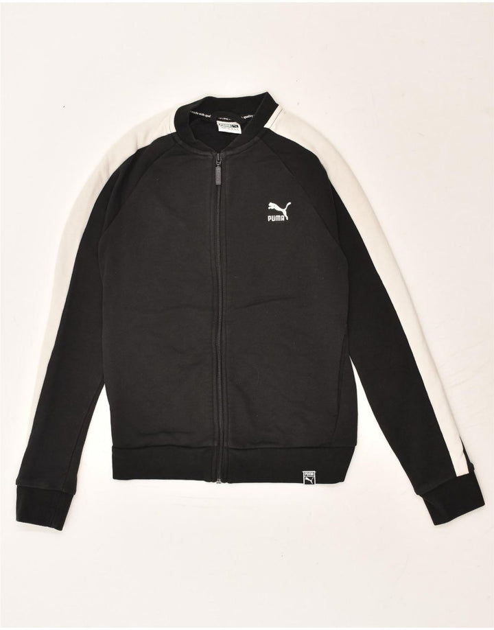 PUMA Womens Tracksuit Top Jacket UK 8 Small Black Colourblock Cotton | Vintage Puma | Thrift | Second-Hand Puma | Used Clothing | Messina Hembry 