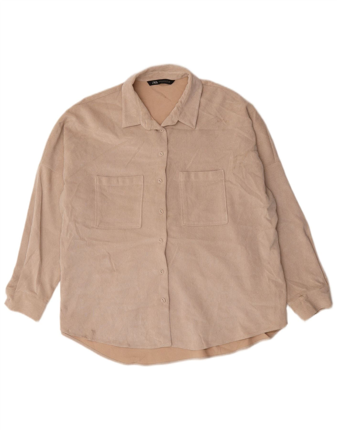 Camicia oversize da donna Zara UK 18 XL Poliestere beige