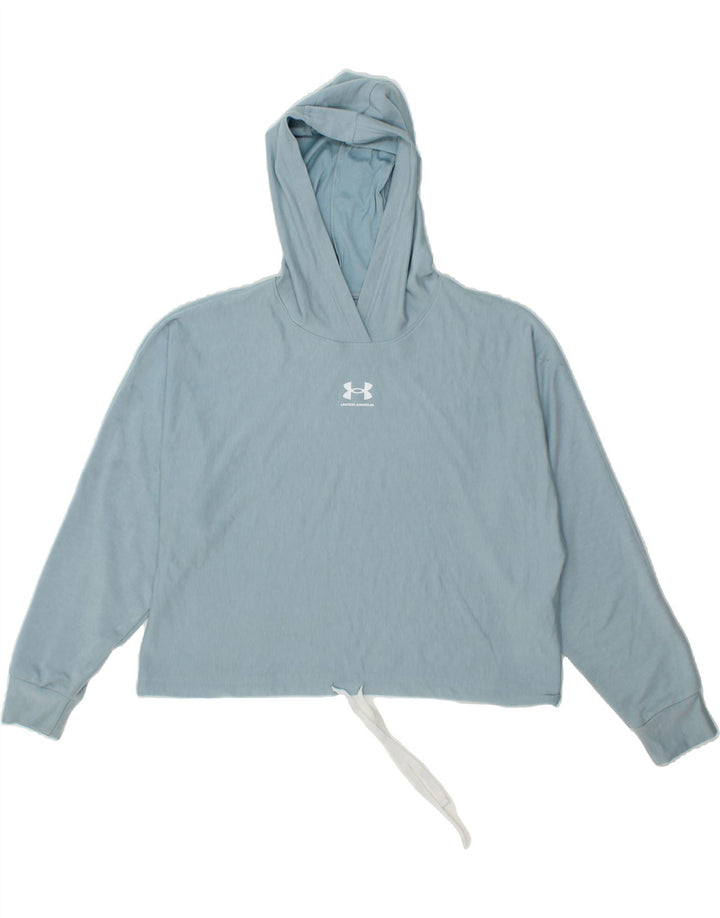 UNDER ARMOUR Womens Crop Oversized Hoodie Jumper UK 10 Small Blue Vintage Under Armour and Second-Hand Under Armour from Messina Hembry 