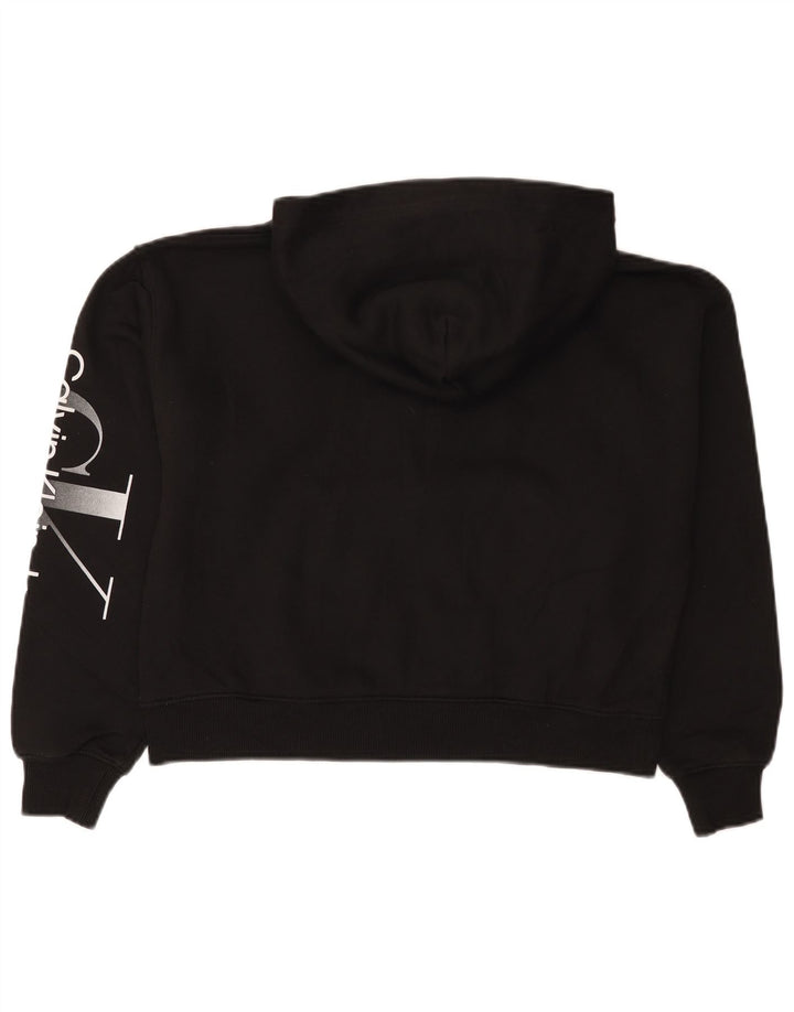 CALVIN KLEIN JEANS Maglione oversize con cappuccio da donna UK 10 piccolo nero