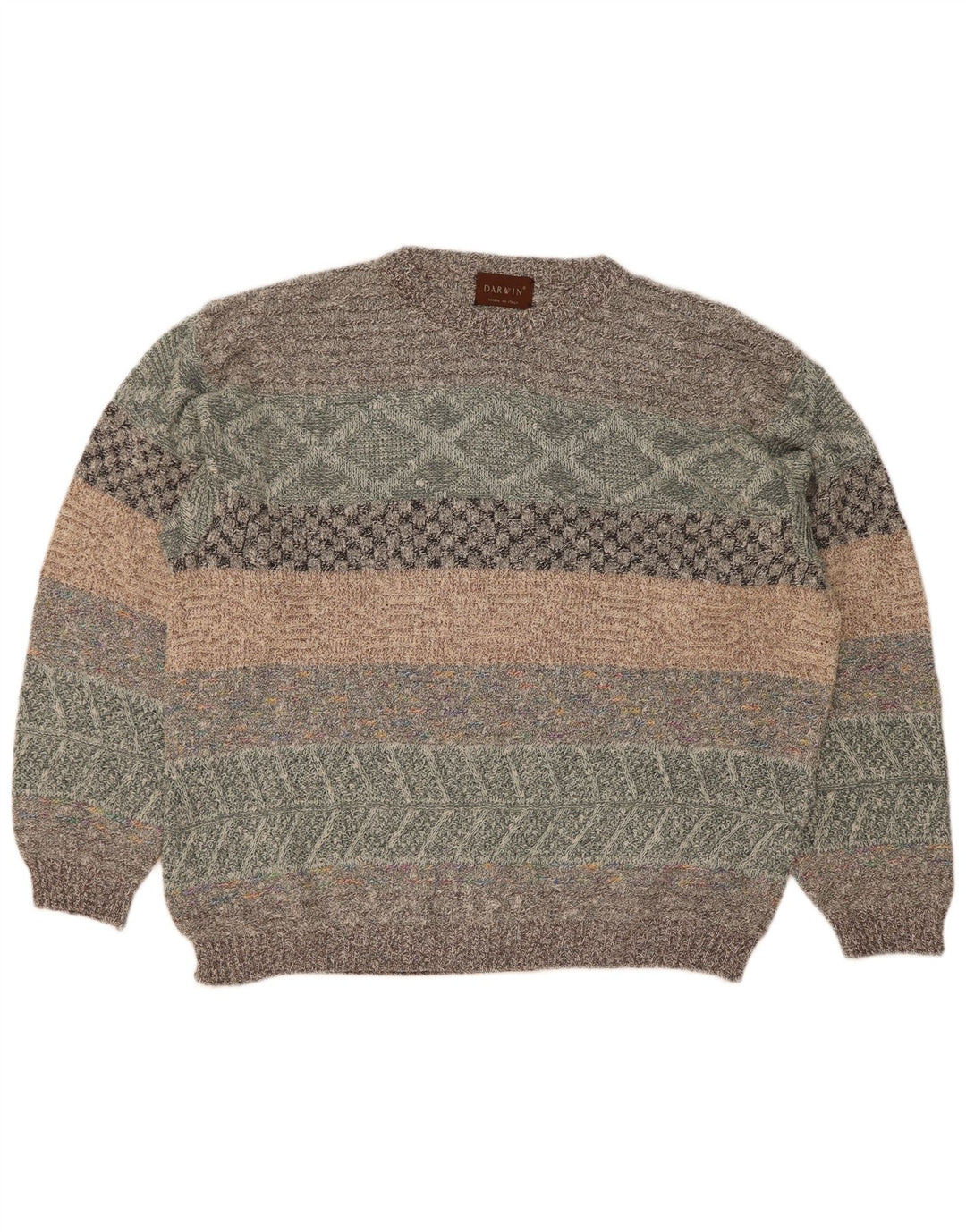 Maglione maglione girocollo da uomo Darwin taglia 52 grande a righe multicolore