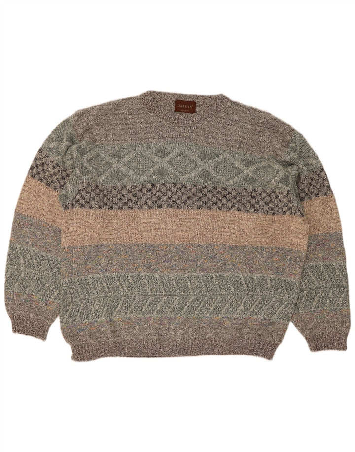 Maglione maglione girocollo da uomo Darwin taglia 52 grande a righe multicolore