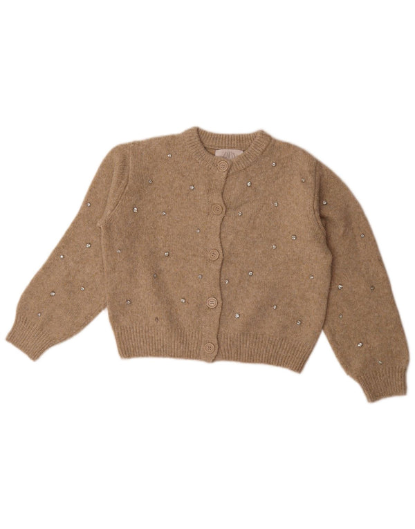 Maglione cardigan corto per ragazze Zara 9-10 anni in poliestere beige