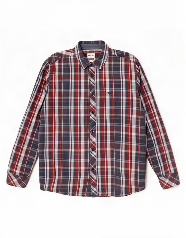 Camicia da uomo Regular Fit Mustang, cotone a quadri blu grandi