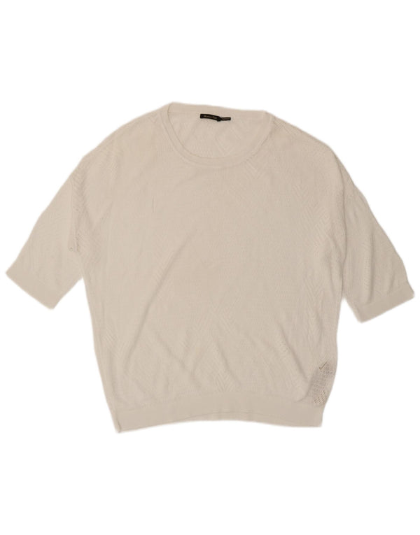 Massimo Dutti Maglione da donna a maniche corte con scollo a barca UK 16 Large Whit