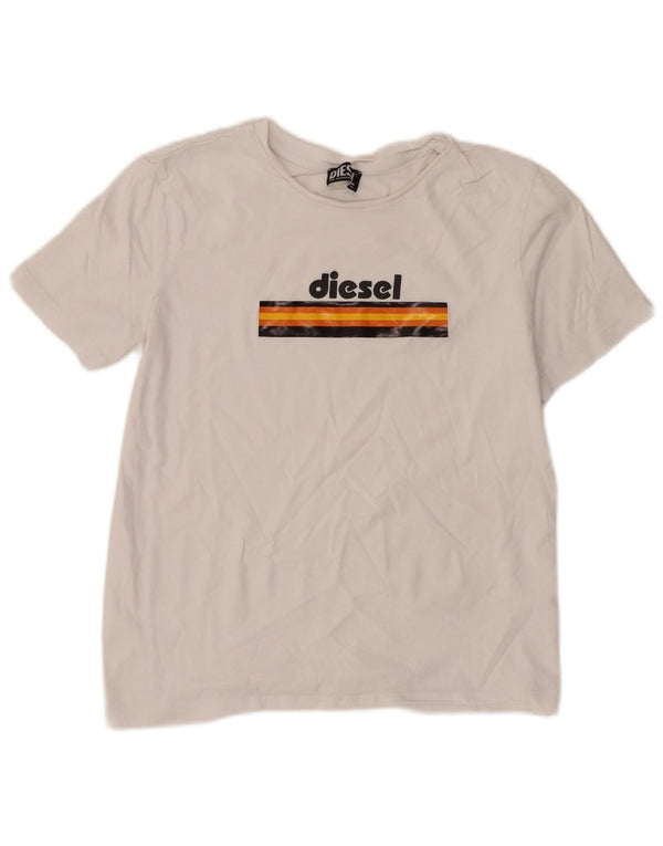 T-shirt grafica da donna Diesel Top UK 14 grande bianca
