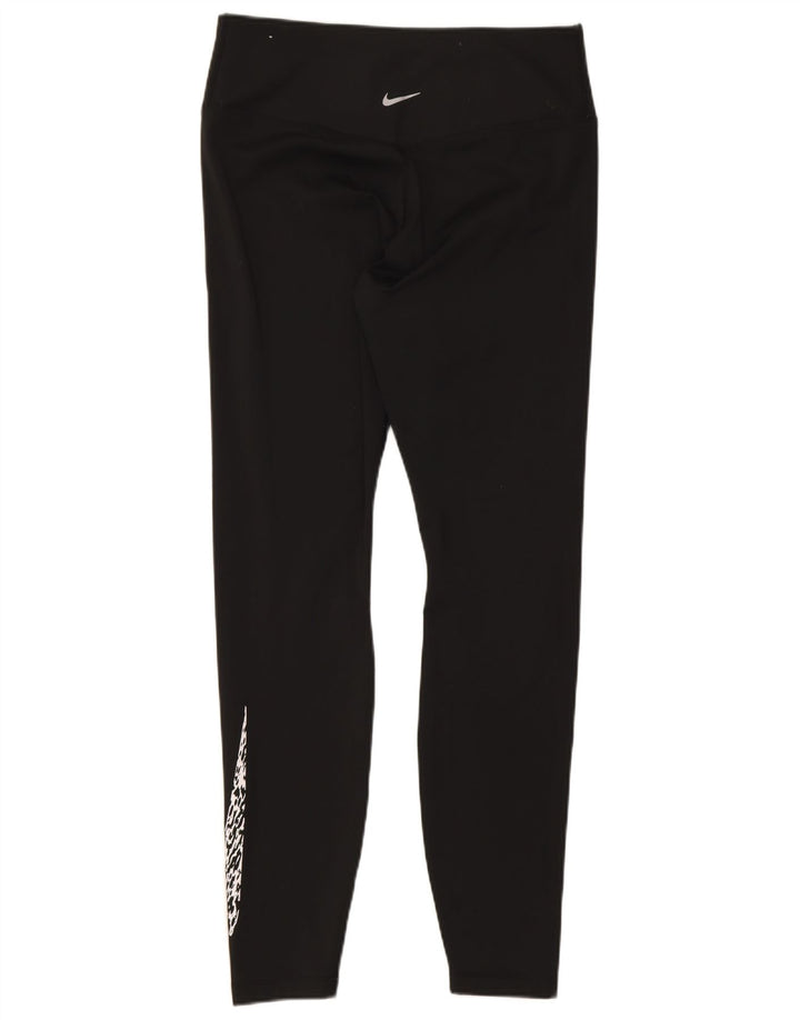 Leggings grafici Nike Dri Fit da donna UK 12 medio nero poliestere