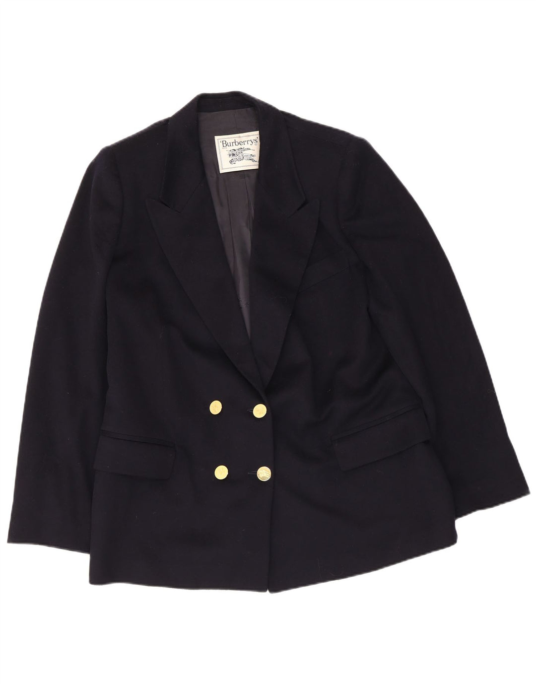 Giacca blazer doppiopetto da donna Burberrys UK 14 lana blu navy media