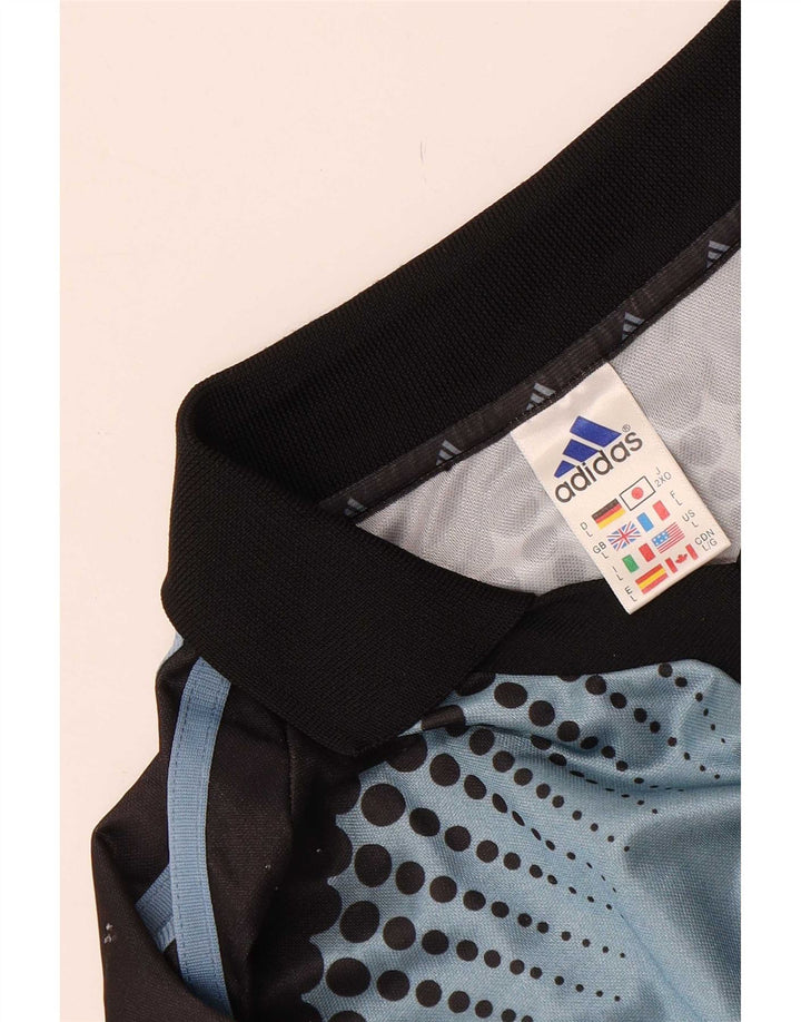 Adidas Maglietta grafica da uomo a maniche lunghe grande blu in poliestere color block
