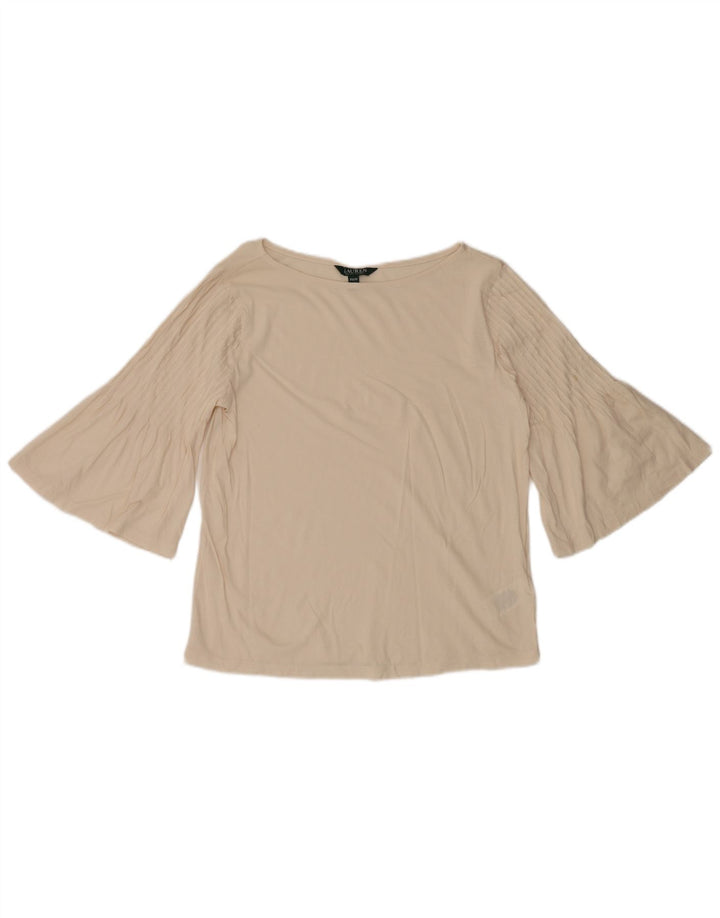 Top da donna Ralph Lauren manica 3/4 UK 14 cotone bianco sporco medio