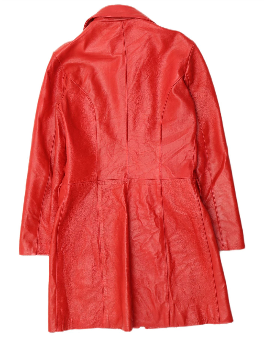 Cappotto in pelle vintage da donna UK 10 piccolo rosso
