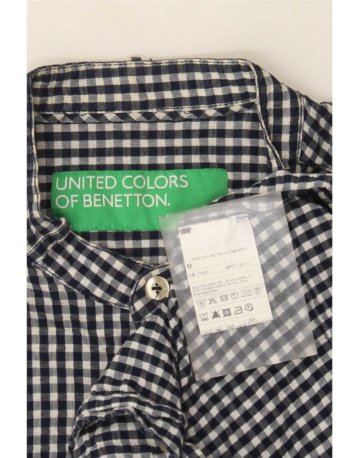 Camicia da uomo Benetton in cotone a quadretti blu navy medio