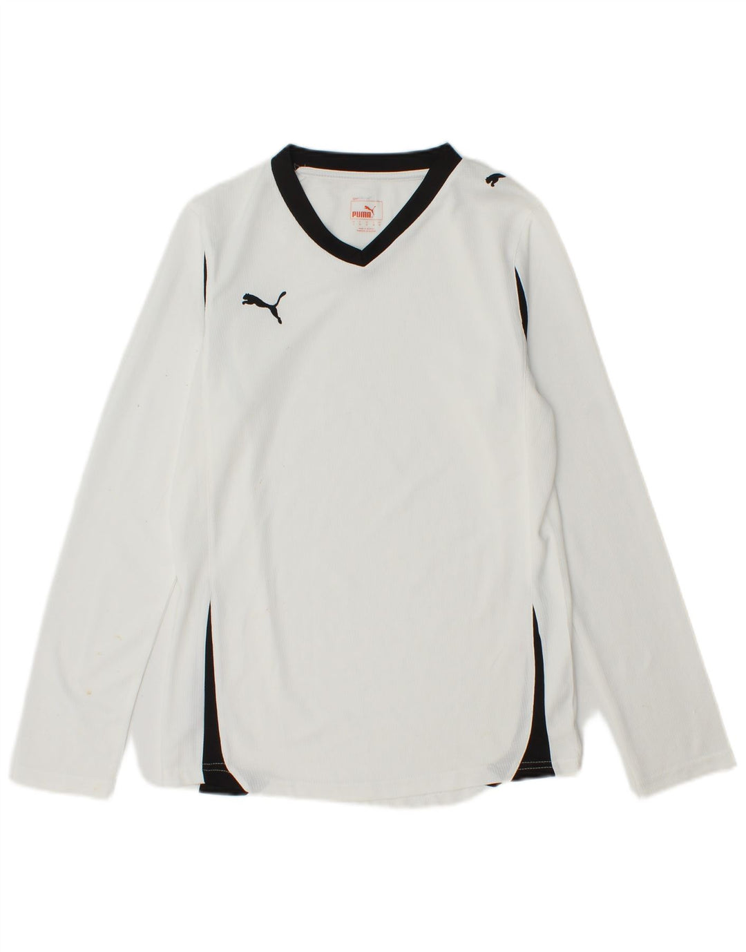 PUMA Womens Top Long Sleeve UK 10 Small White Colourblock
