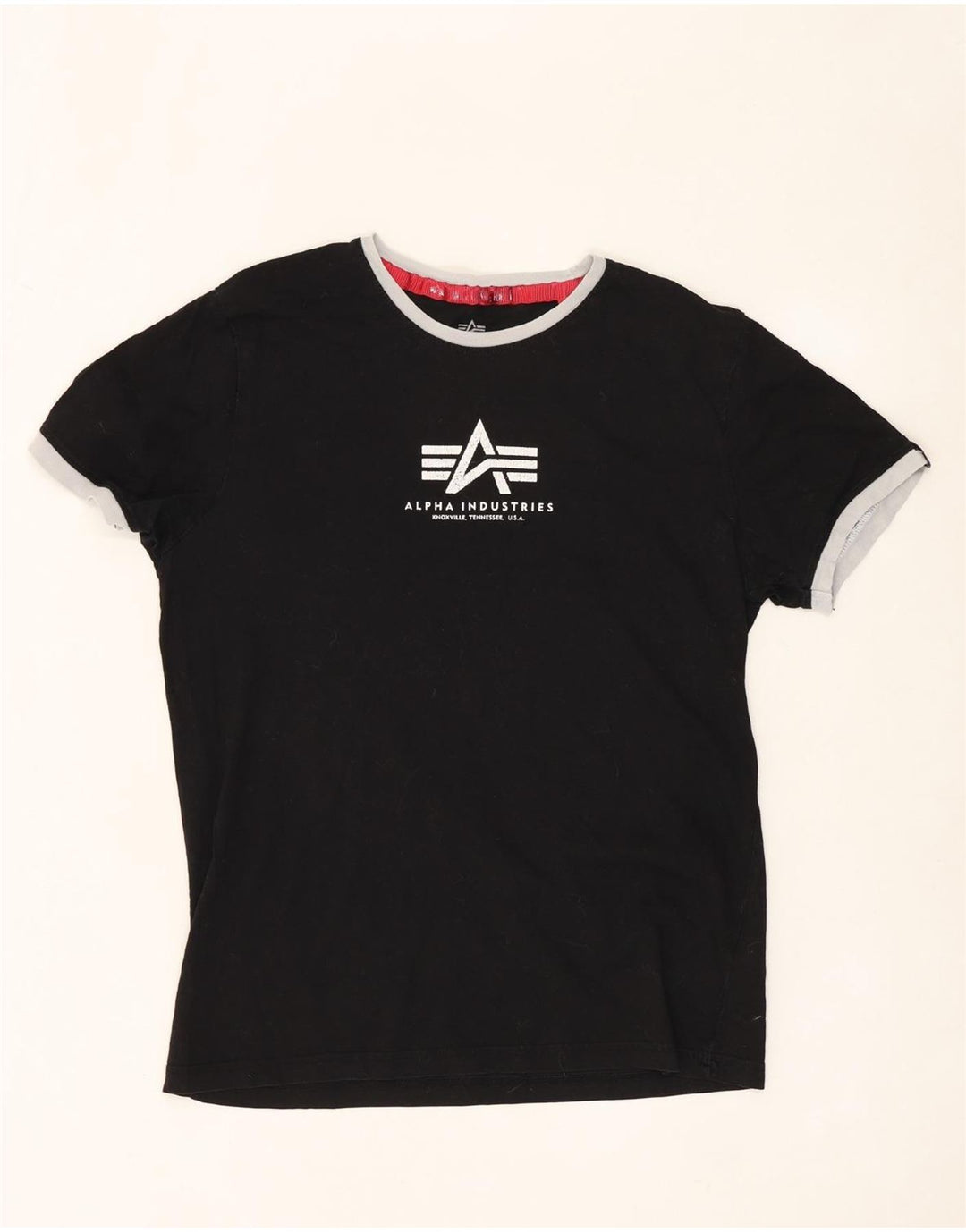 T-shirt grafica da donna ALPHA INDUSTRIES UK 14 cotone nero medio