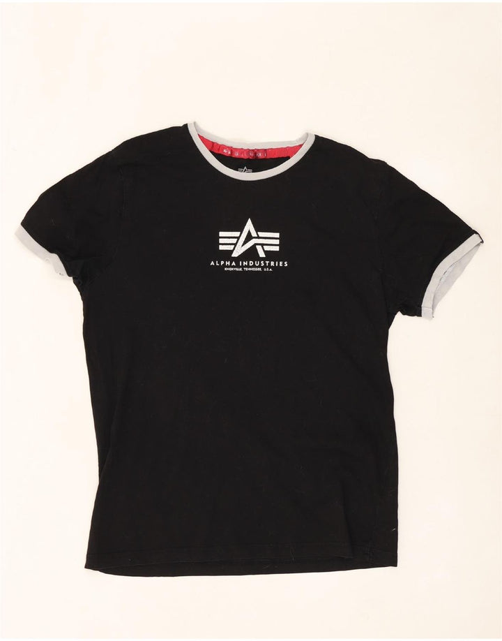T-shirt grafica da donna ALPHA INDUSTRIES UK 14 cotone nero medio