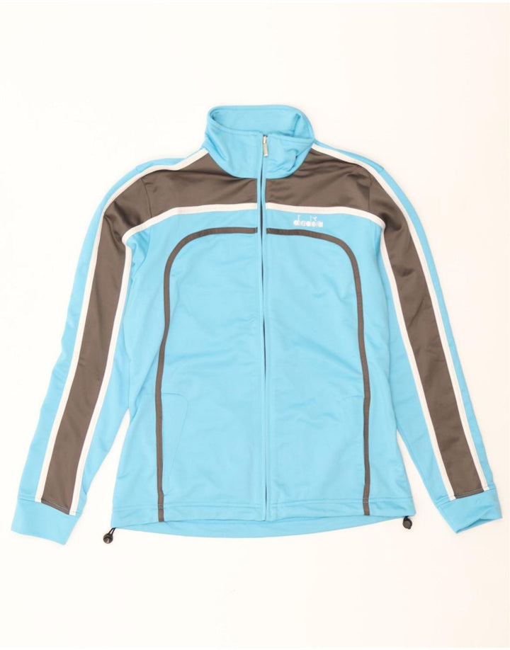 DIADORA Womens Tracksuit Top Jacket UK 10 Small Blue Colourblock Polyester Vintage Diadora and Second-Hand Diadora from Messina Hembry 