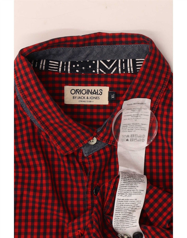Camicia da uomo Jack & Jones XL in cotone a quadretti rossi