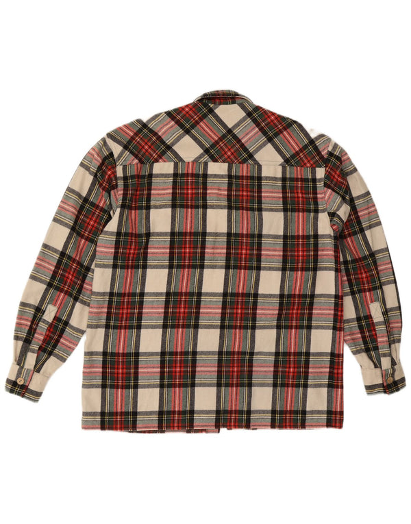 Camicia vintage da uomo in flanella IT 50 lana a quadri rossi medi