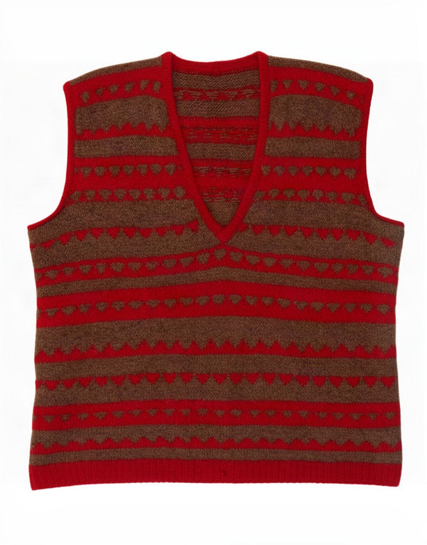 Canotta vintage da donna, canotta UK 16, grande, a righe rosse